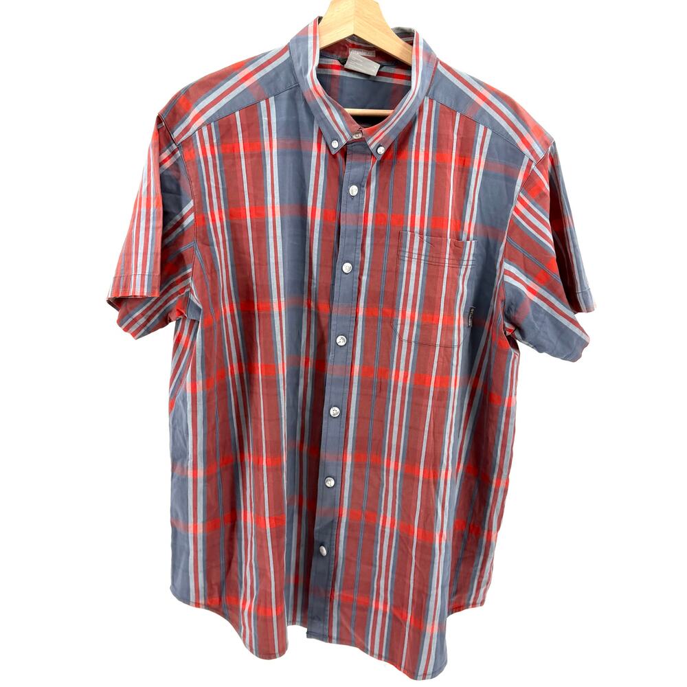 Columbia Red Plaid Gorpcore Utility Short Sleeve Button Down Shirt